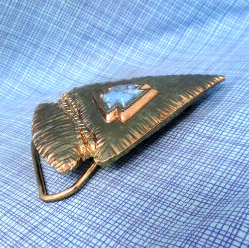 Pfeilspitze Gürtelschnalle Native Southwestern Faux Türkis Vintage 80er W USA .NOX274 - Bild 6 von 8