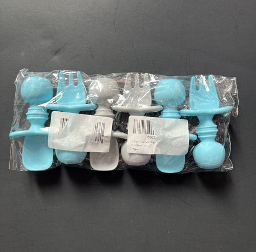 3 pares de utensilios de silicona suave mini tenedor y cuchara bebé niño azul gris NUEVO - Imagen 13 de 15
