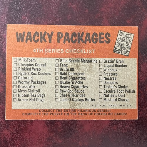 1973 Topps WACKY PACKAGES Set SERIES 4 Wormy Windhex CHECKLIST f UNMARKED NRMINT - Picture 2 of 2