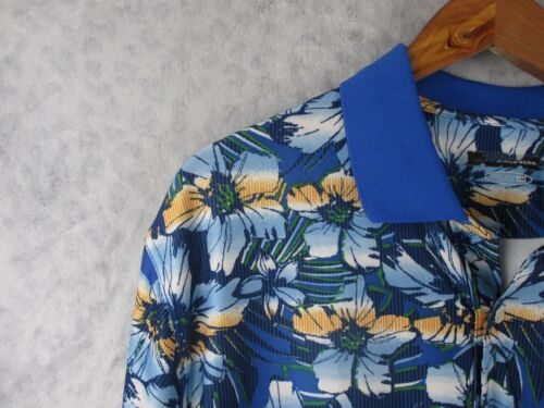 Greg Norman Polo shirt Men Size XL Blue Floral Print Play Dry Wicking - Picture 3 of 13