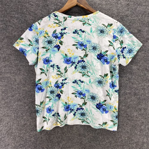Laura Scott T-Shirt Damen L Large weiß Blumen Rundhals Kurzarm Baumwolle - Bild 2 von 7