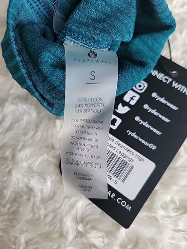 NWT Ryderwear Freestyle Seamless High Waist Leggings Green Striped Ribbed Size S - Picture 10 of 14