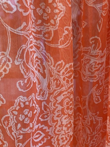 NWT Misa Chiffon Semi Sheer Coral Short Sleeve Smocked Summer Dress Sz Medium M - Picture 2 of 10