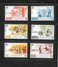 1987 United Nations Shelter For The Homeless 6 Stamps All Three Offices MNH