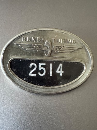 Vintage Rare Unique Bundy Tubing Employee ID Badge