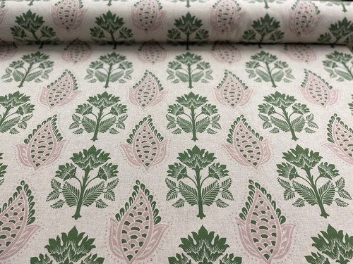 Agar Morris Linen PINK GREEN Fabric Curtain Blind Upholstery Craft - Picture 3 of 7