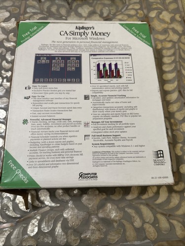 Kiplinger's CA-Simply Money PC Computer Program Software 3.5" Hard Disk 1993 - Picture 2 of 8