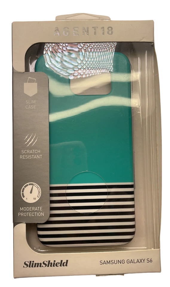 Funda protectora delgada Agent18 para Samsung Galaxy S6, Manhattan rayas/turquesa Foto 2 de 4