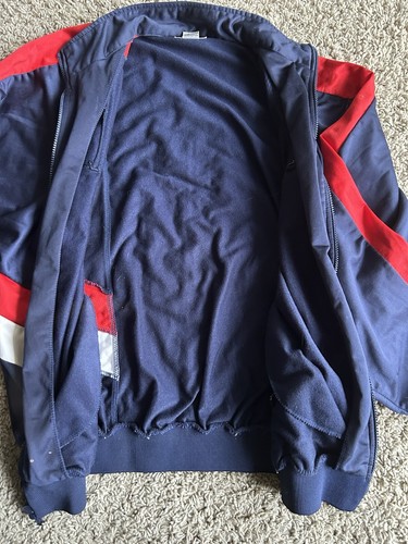 Vintage Reebok Track Jacket Red Collared Full Zip Men's Size Large 80's 90's - Picture 7 of 8