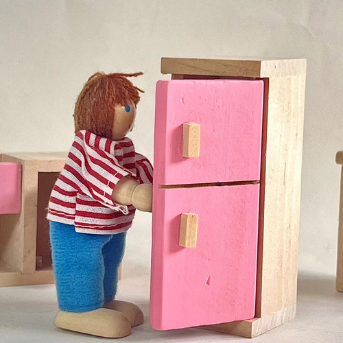 Puppenhäuser Holz Puppen Miniatur Möbel Puppenhaus Zimmer Sets Familie Spielzeug - Bild 20 von 36