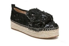 Sam Edelman Cabrera Black Sequin Platform Espadrille Women's Size 6 NIB