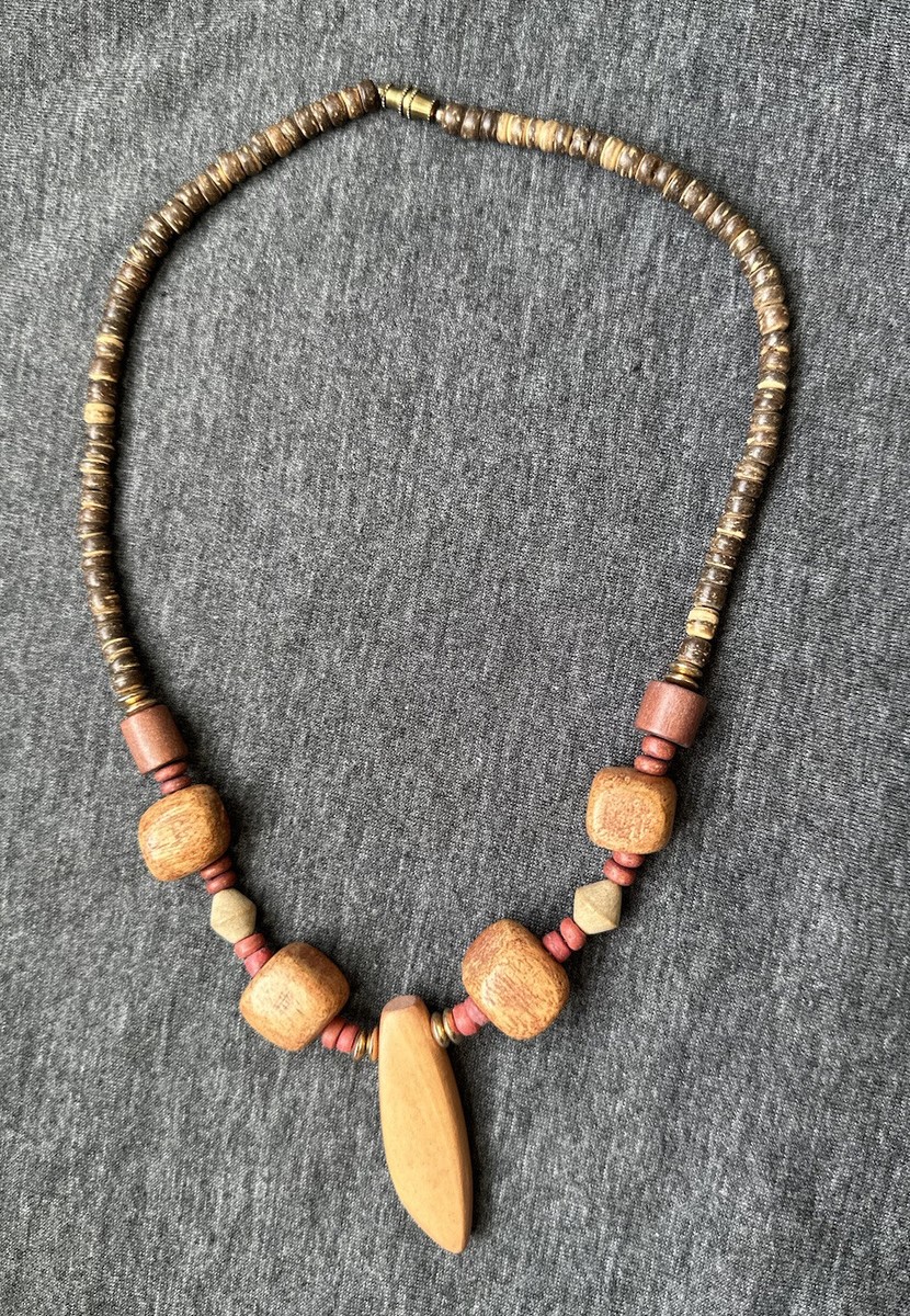 Vintage Womens Fashion Jewelry Wooden Bead Necklace pre-owned | eBay