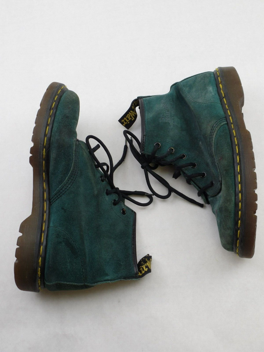 Doc Martens Suede Green 6 Eye Boots Men s Size 7.5 Made in England