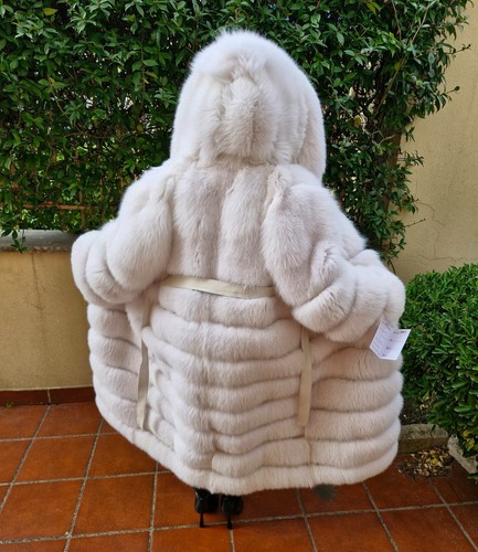JACKET POLAR FOX FUR COAT FUCHS PELZMANTEL FOURRURE RENARD PELLICCIA VOLPE 狐皮 - Picture 8 of 9