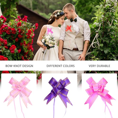 6 Pcs Hochzeitsauto-Dekorationsbogen Schleife Aus Glänzendem Papier - Photo 8/12