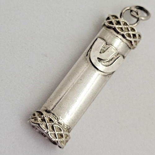 Sterling Silber Mezuzah Anhänger Ovalrohr Modern & Jemenit Filigran - Bild 5 von 5