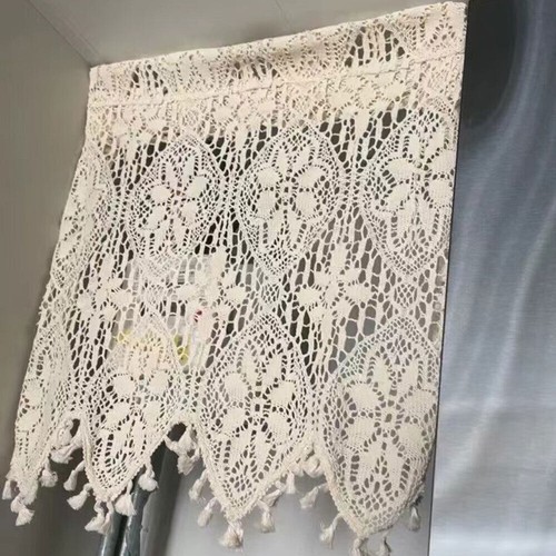 Vintage Crochet Half Curtain Tassels Window Door Panel Drapes Kitchen Valances - Picture 28 of 33