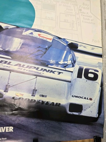 PORSCHE COBB WEAVER 962 MIAMI GRAND PRIX OFFICIAL VICTORY SHOWROOM POSTER 1988 - Picture 5 of 9