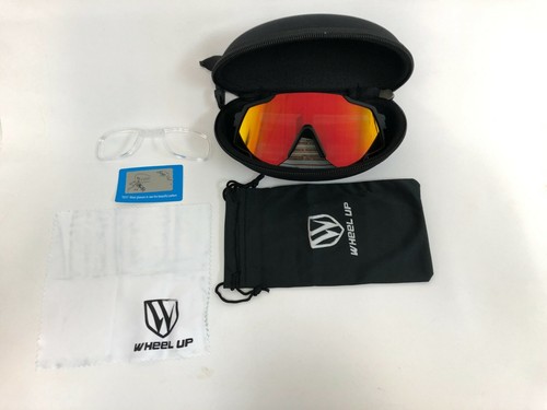 Polarisierte Sportsonnenbrille Set mit harter & weicher Hülle für Beach Radfahren rot schwarz - Bild 12 von 33