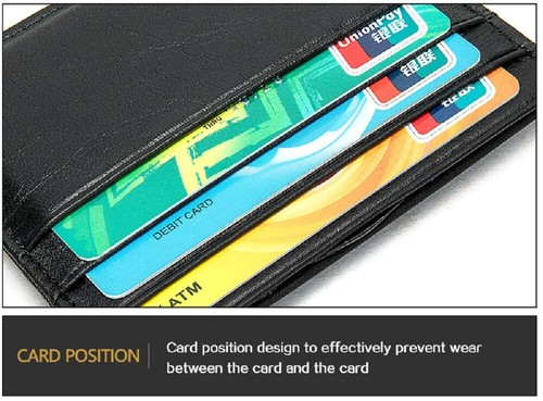 Schmale Herren-Geldbörse aus echtem Leder – schwarze Geldklammer & Kartenausweisfach - Bild 4 von 7