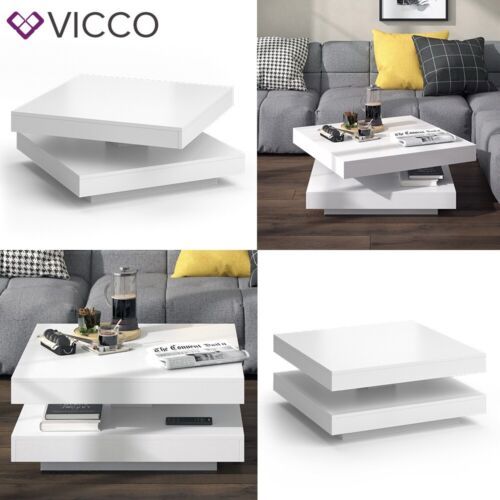 Couchtisch Wohnzimmertisch Tisch 360° drehbar 70 x 70 x 34 cm Elias Weiß Vicco - Bild 8 von 8