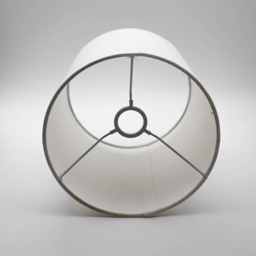 White Cylinder Drum Lamp Shade 7 3/4"H Hardback Beige Uno Mount Fitting Coastal - Picture 4 of 5