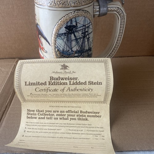 ***Anheuser Busch Budweiser limitierte Serie H Bierkrüge mit Deckel von Ceramarte**** - Bild 5 von 6