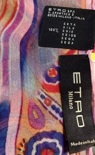 $450 New EXQUISITE ETRO crepe sheer silk dress SCARF, dehli,, 63"x27",smeared de - Picture 15 of 16