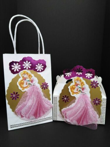  Inspirowana księżniczką Aurorą dekoracja przyjęcia urodzinowego 12 torebek na smakołyki lub 10 pudełek - Zdjęcie 1 z 11