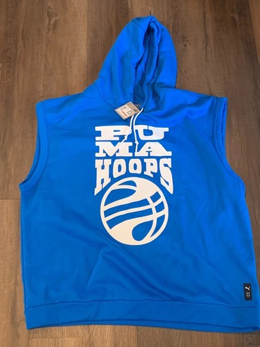NEW Puma Hoops Posterize 2.0 Sleeveless Hoodie Blue Size Small - Picture 4 of 4