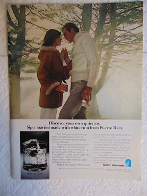 1976 Puerto Rico White Rum Happy Outdoor Couple vintage art print ad