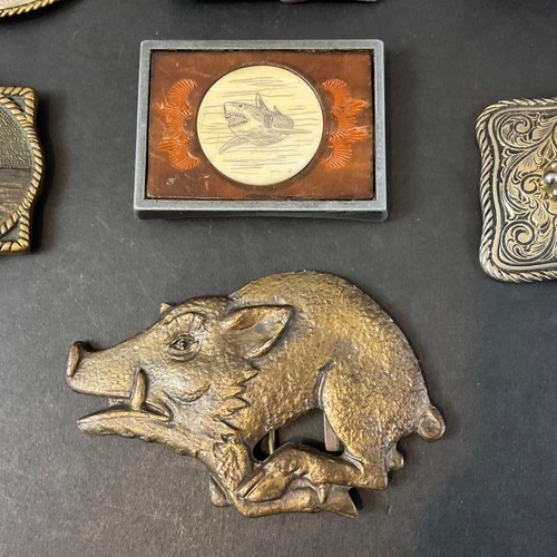 LOT Vtg Duck Sailboat Boar Masonic Rodeo BELT BUCKLES Brass Pewter BTS Anacortes - Picture 4 of 14