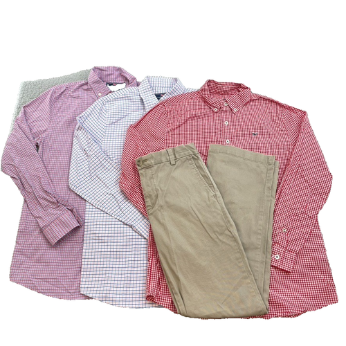 Vineyard Vines Outfit Lot Boys 16 Button Up Shirt Khaki Pants School Preppy