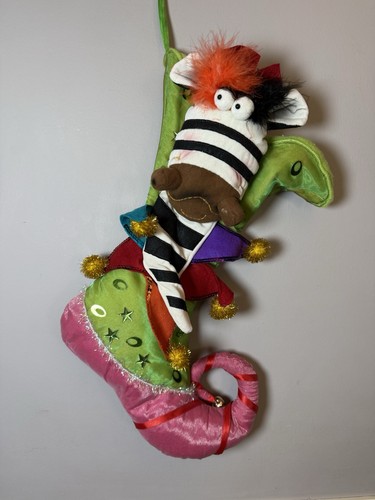 Skurrile Plüsch Giraffe und Elefant 3D Kopf Weihnachten Strümpfe Tierbehang Set 2 - Bild 3 von 5