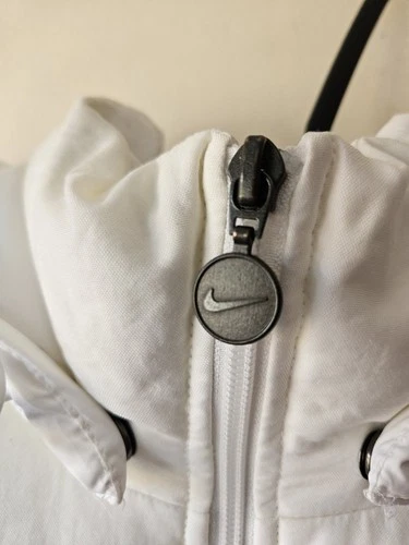 Vintage Nike Allure Down Puffer Vest Women’s XL White Cream Y2K Gilet Hooded image 9