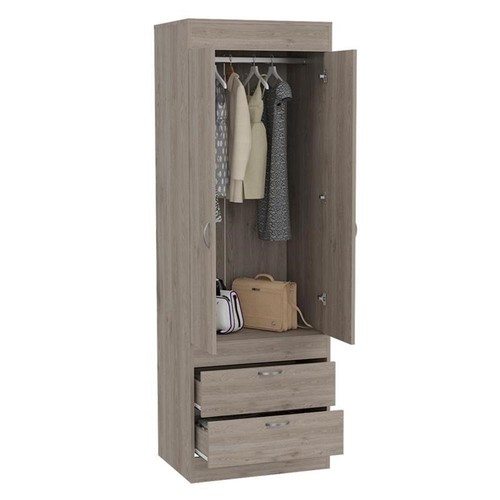 Tuhome Furniture Lisboa Engineered Wood 2-Drawers/2-Doors Armoire in Gray - Picture 4 of 8