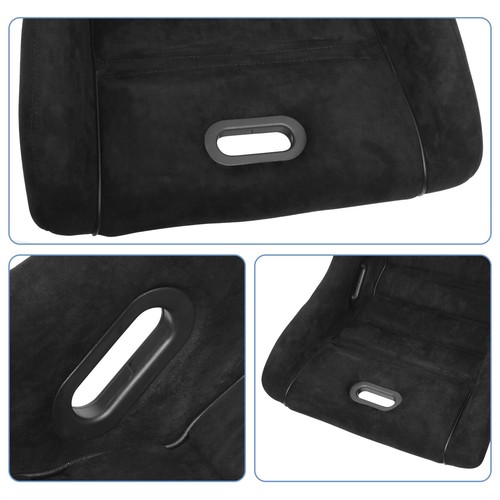 NRG 20" X 32" X 20" Black Vegan Suede Prisma GT Fixed Back Racing Bucket Seat - Picture 5 of 7