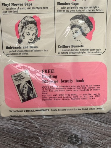 Vintage Tip Top Bouffant Shower Cap NOS in Package Blue Flowers - Picture 5 of 5