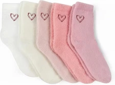 5 Pairs Fuzzy Socks for Women, Fluffy Warm Slipper Winter Cozy Socks for Spa Hom