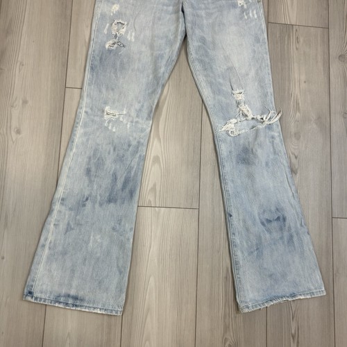 Abercrombie & Fitch Madison Jeans Women 8L Light Blue Flared Low Rise Distressed - Picture 4 of 13