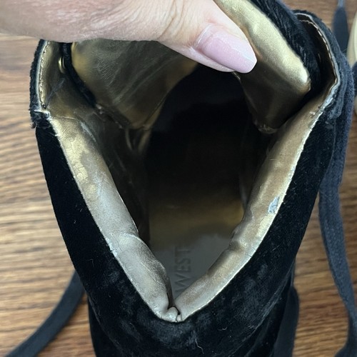 Nine West Damen 9,5 schwarz Velours hohe Sneakers goldene Ösen Freizeitschuhe - Bild 11 von 12