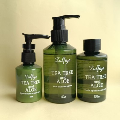SET of 3 Aloe Vera&Tea Tree Wash Gel, Anti-inflammatory tonic, Anti-Rash Cream
