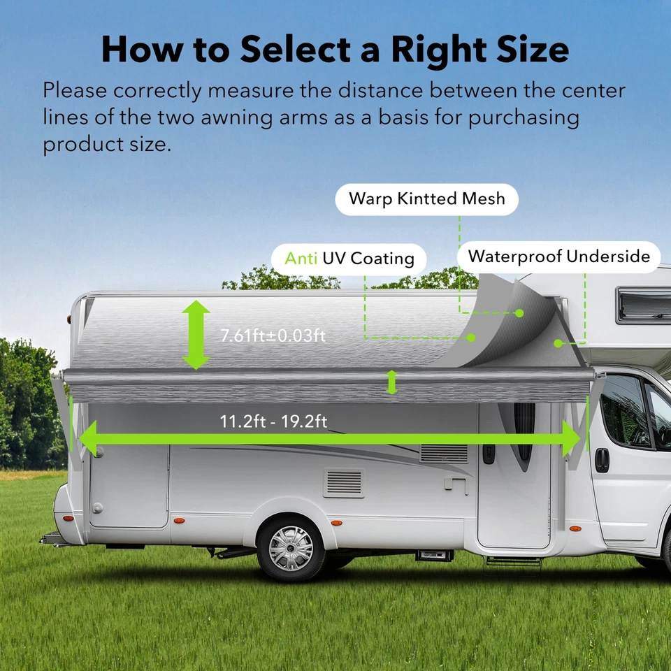 Repuesto de tela para toldo HBN RV, longitud de tela múltiple para toldo, resistente Foto 3 de 4