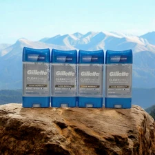 X4 Gillette Clear Shield CLASE MUNDIAL Clear Gel Deodorant 3.8 oz ea EXP-24, 25