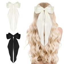 Big Bow Hair Clips Soft Silky Satin Hair Clip Long Tail Ribbon Hair Pins CN
