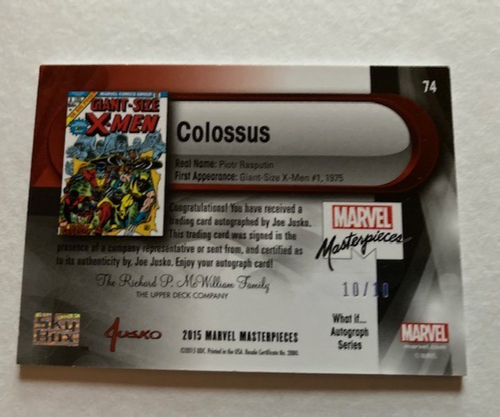 2016 Marvel Masterpieces What if? Autograph #74 Colossus 10/10 NM/M Omega - Picture 2 of 3