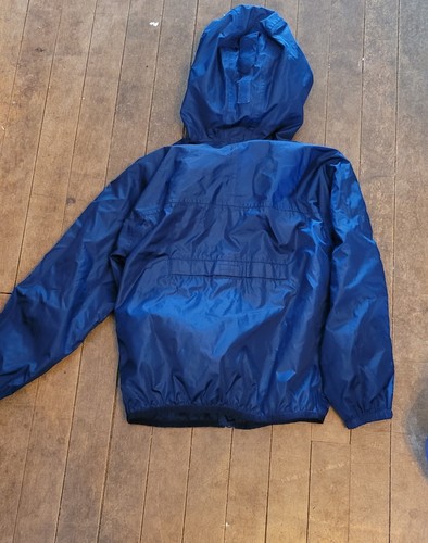 Lands End Navy Blue Boys Medium Windbreaker Or Jacket Hood Front Zipper - Picture 2 of 4