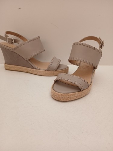 Phase Eight size UK 5 (38) Whipstitch Leather Light Grey Wedge Sandals NEW Boxed - Picture 14 of 20