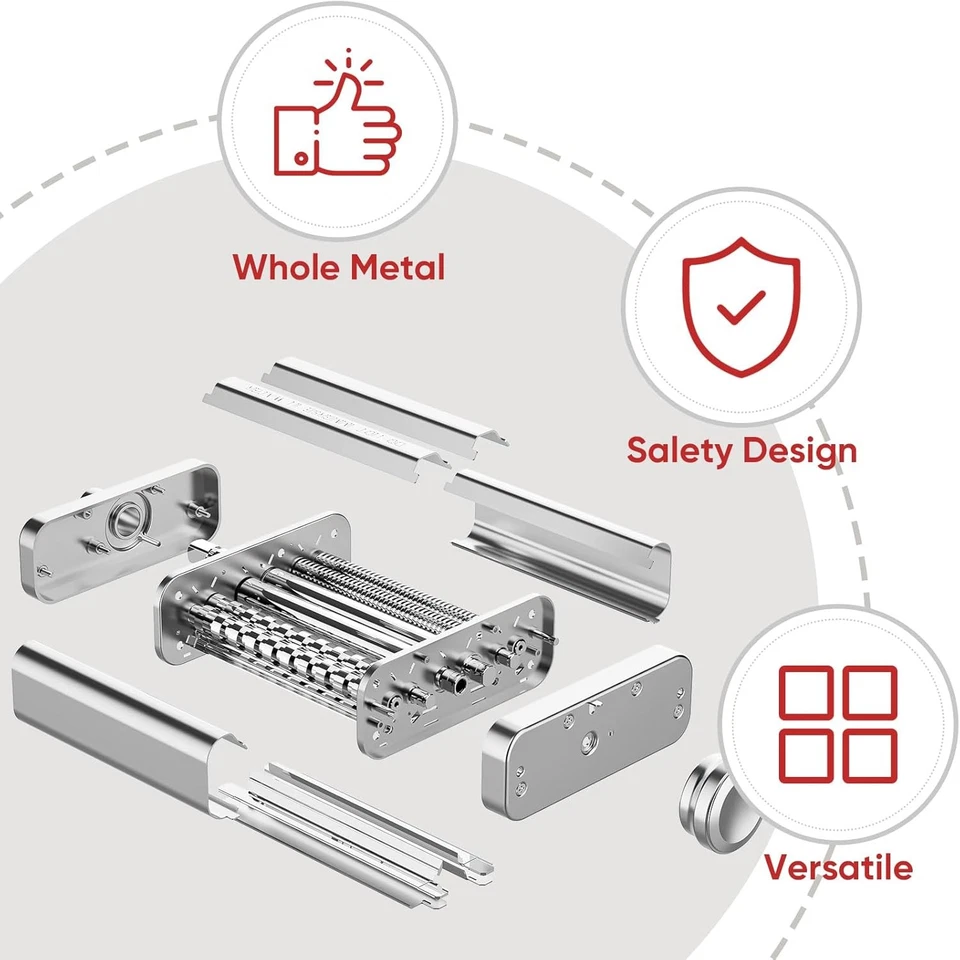 3 in 1 Pasta Attachment for Kitchenaid Stand Mixer, All Metal Pasta Maker Kitche - Image 3 of 4
