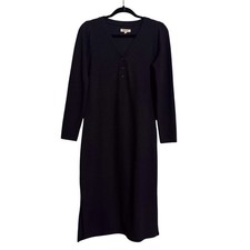 Madewell Size Small Dark Gray Henley Sweater Dress Long Sleeve Casual Stretch